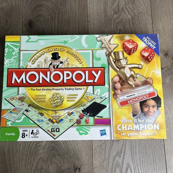 Monopoly Championship Edition Family Game With Trophy 2009 Hasbro - Picture 1 of 15